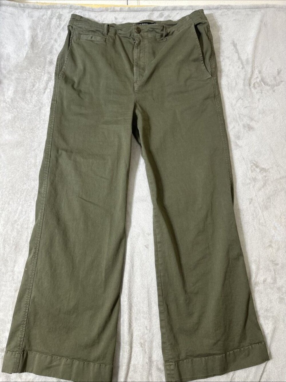 Lauren Ralph Lauren Pants Womens 12 Green Wide Leg Cropped Chino Casual